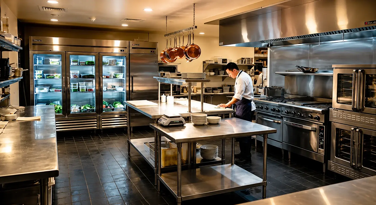 Commercial kitchen with stainless steel appliances maintained by High Country Fix It